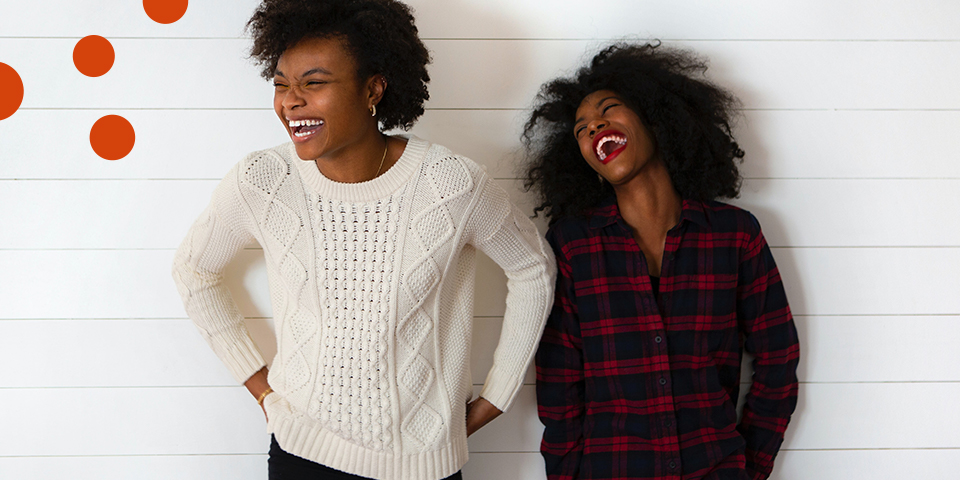 Two women laughing